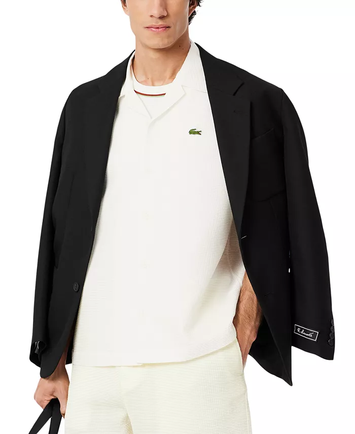 

Мужская рубашка с вафельным принтом и логотипом Lacoste, белый