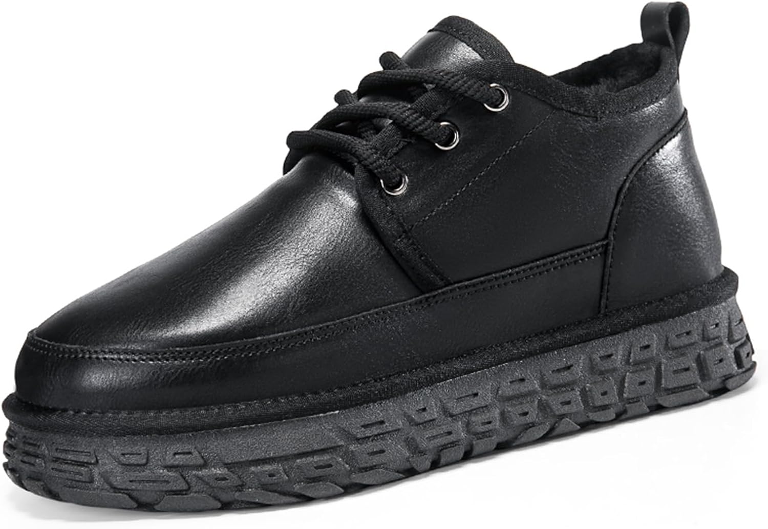 

Мужские зимние снежные ботинки из натуральной коровьей кожи, утепленные шерстью, для взрослых мужчин Generic, черный