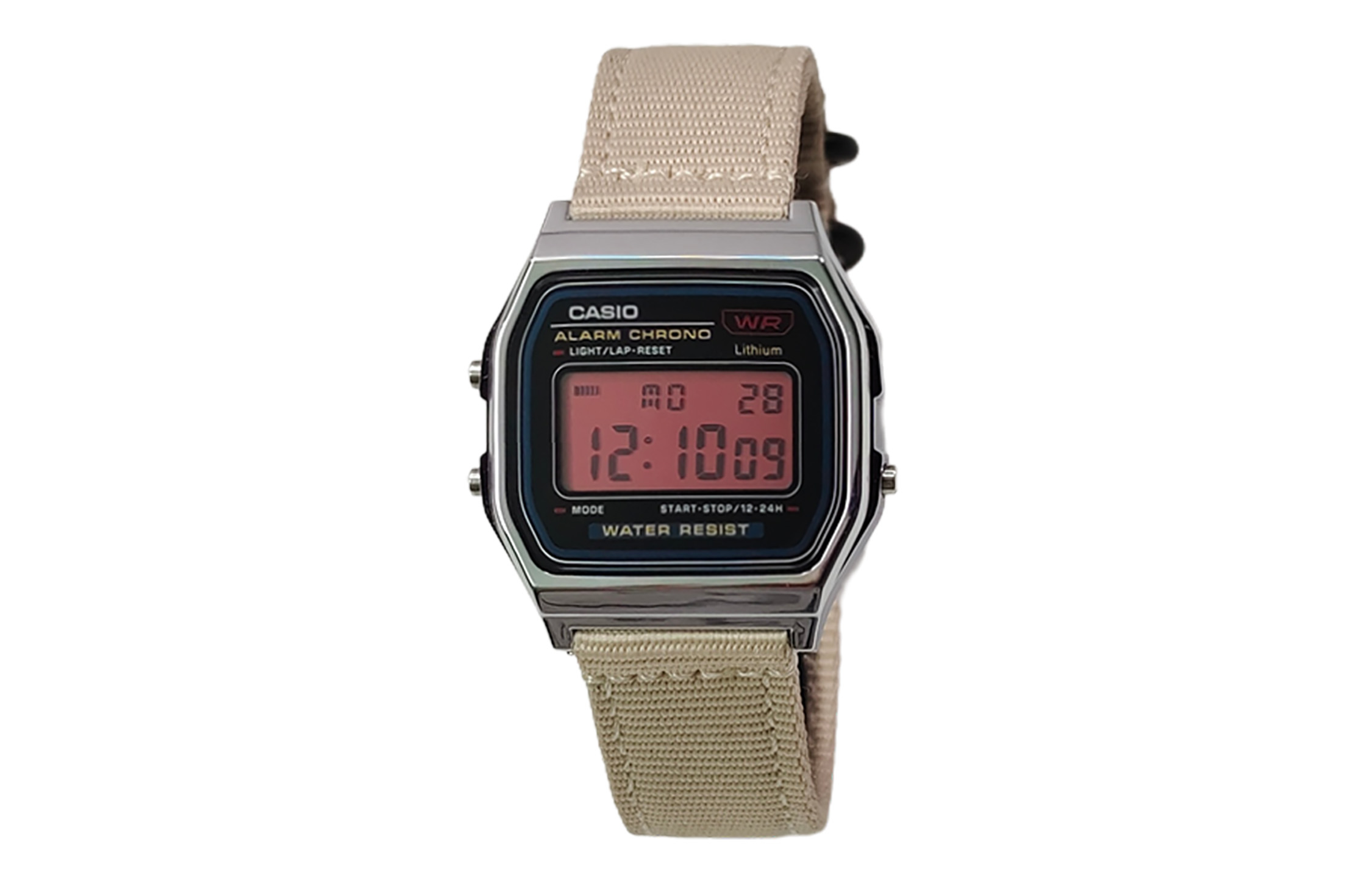 

CASIO Мужские часы Retrofit Series с кварцевым механизмом и нейлоновым ремешком, черный циферблат