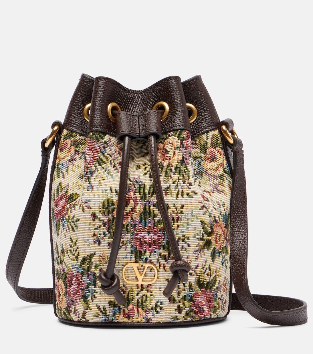 

VLogo Signature Маленькая сумка-ведро из холста Valentino Garavani, Multicolor/Oak Brown