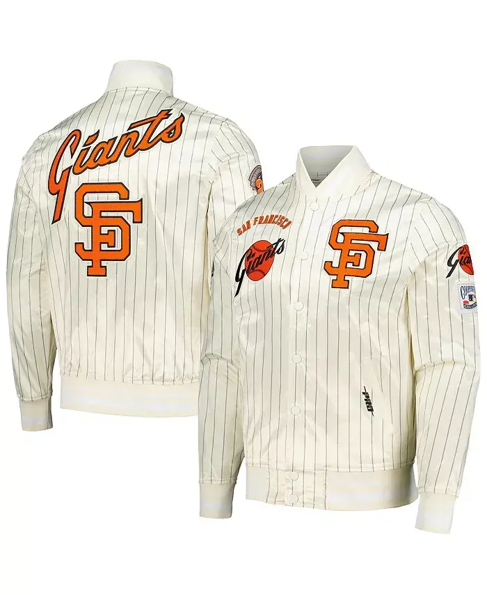 

Мужская кремовая бейсбольная куртка San Francisco Giants Cooperstown Collection в ретро-стиле с полной застежкой на пуговицы, в полоску, из сатина Pro Standard
