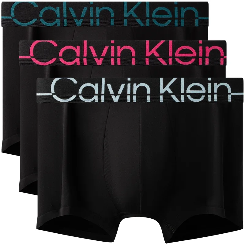 Мужские трусы 3 шт Calvin Klein, MOO-Black with Pink Edge/Black Base with Green Edge/Black Sole with Blue Edge