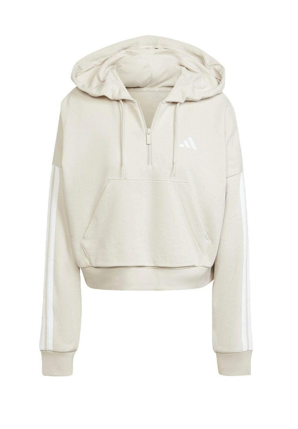 Толстовка с капюшоном ESSENTIALS 3 STRIPES QUARTER adidas Sportswear, бежевый — фото 4