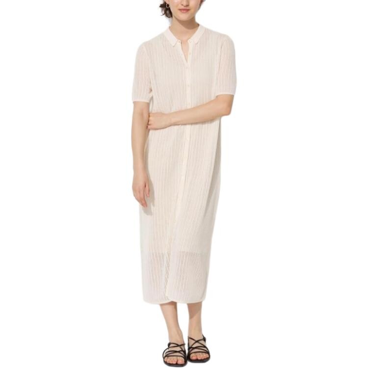 

Платье с короткими рукавами женское молочно-белое Uniqlo