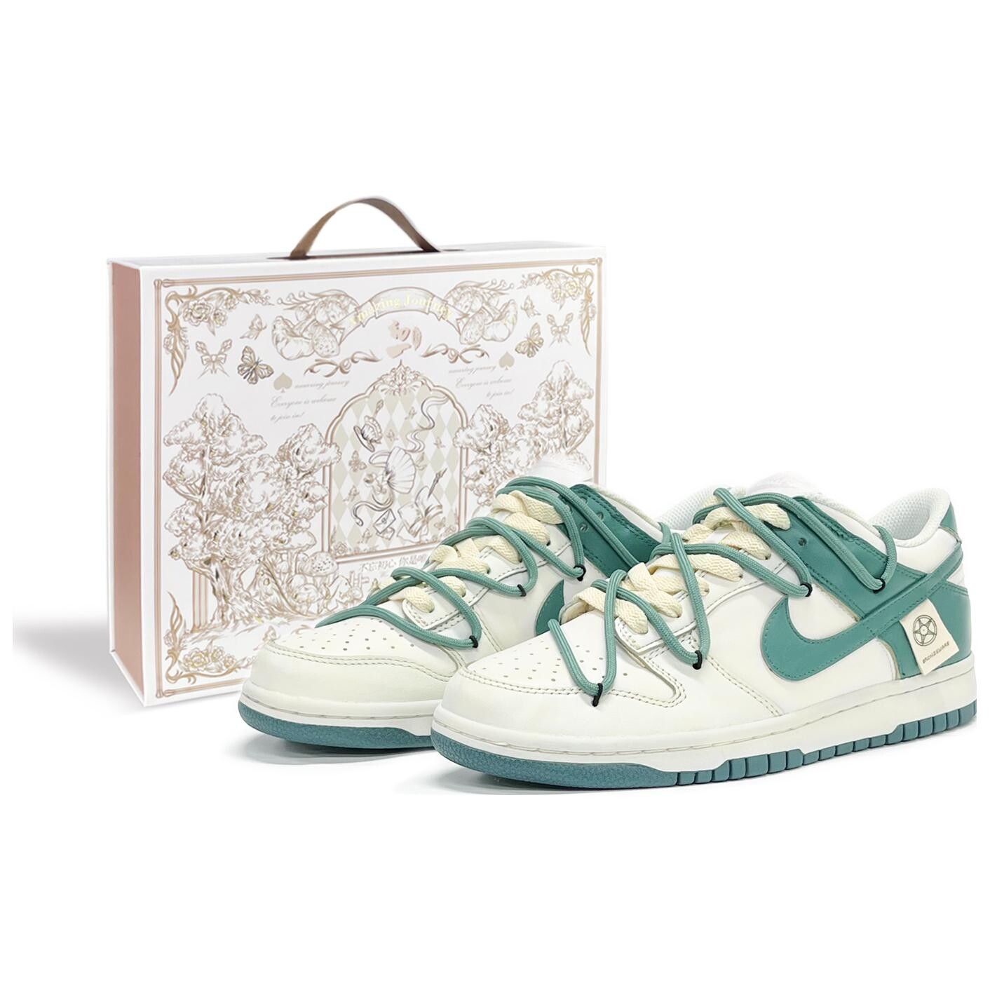 

Кроссовки Nike Dunk Skateboard Shoes Women's Low-Top Green/Beige