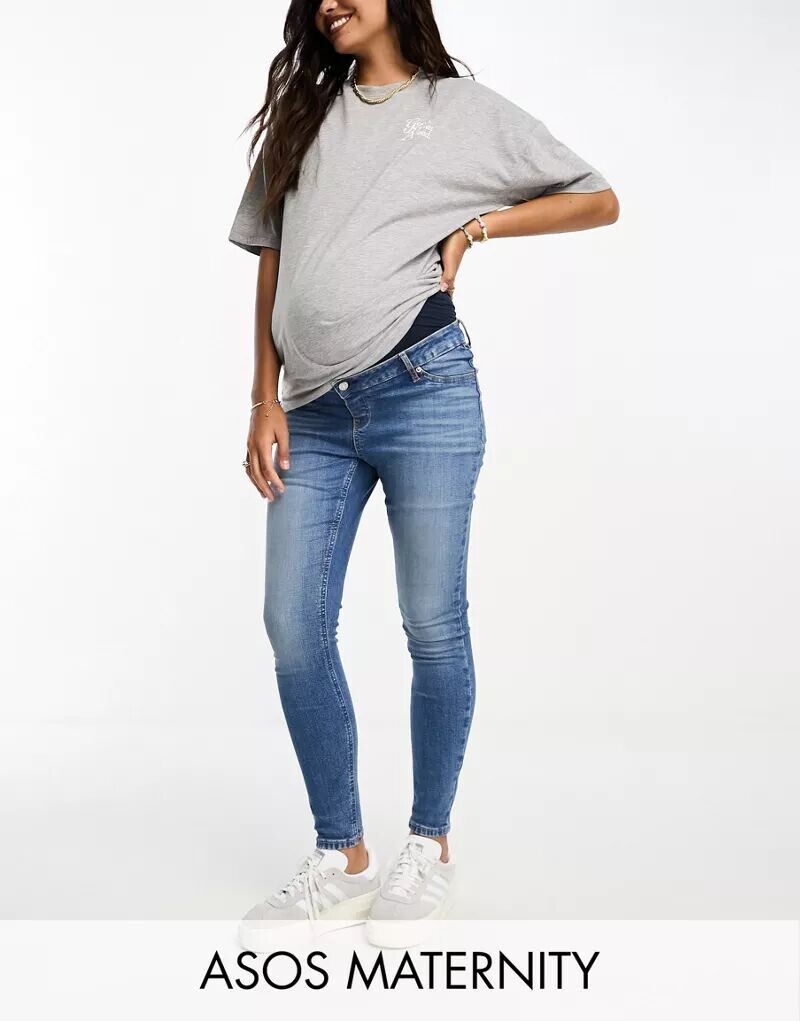 

Синие джинсы скинни с завышенной талией ASOS DESIGN Maternity