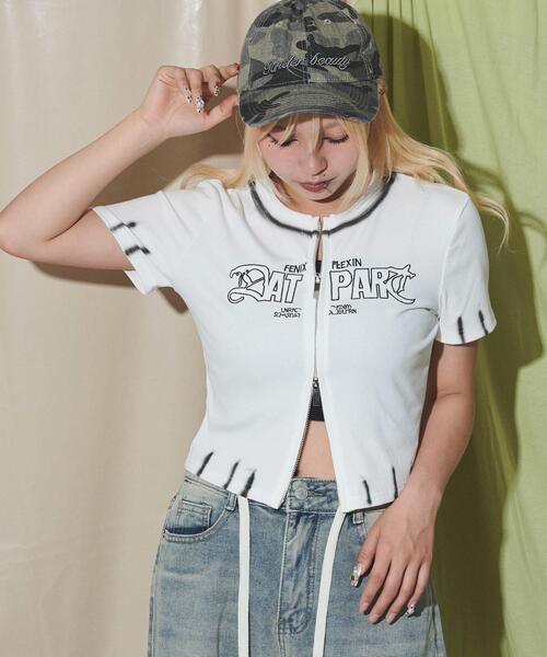 

Футболка с застежкой-молнией и логотипом, отбеленная, с короткими рукавами DISPARK/W, белый