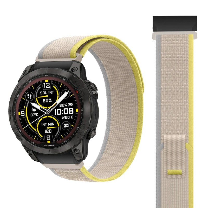 

Biaodaige Часы Watch Band Garmin Compatibility Nylon Material, [Wild Path Loop Nylon Strap]Yellow & Beige Color