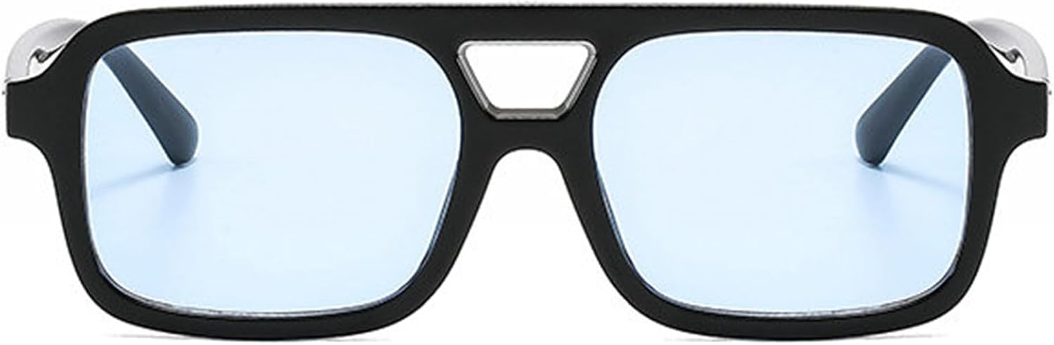 

Солнцезащитные очки COTIA квадратной формы для женщин и мужчин, модные очки-пилот с двойной перемычкой, винтажные прямоугольные солнцезащитные очки для активного отдыха, Black Blue