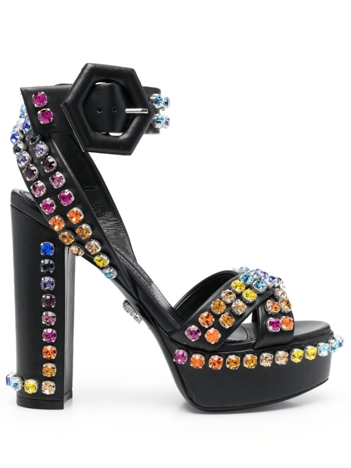 Philipp Plein босоножки на платформе с кристаллами, черный