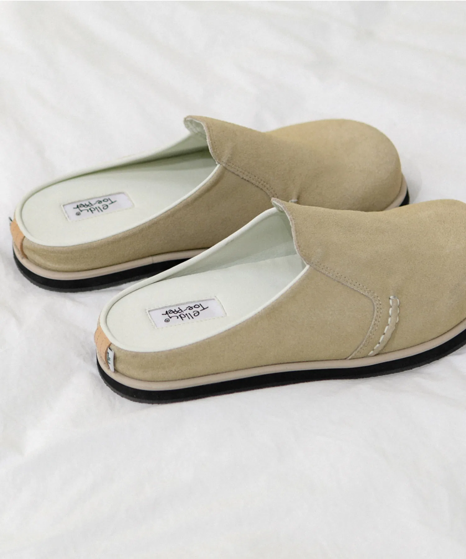 Унисекс сланцы из замши Elldu Toe-Pper бежевые — фото 3