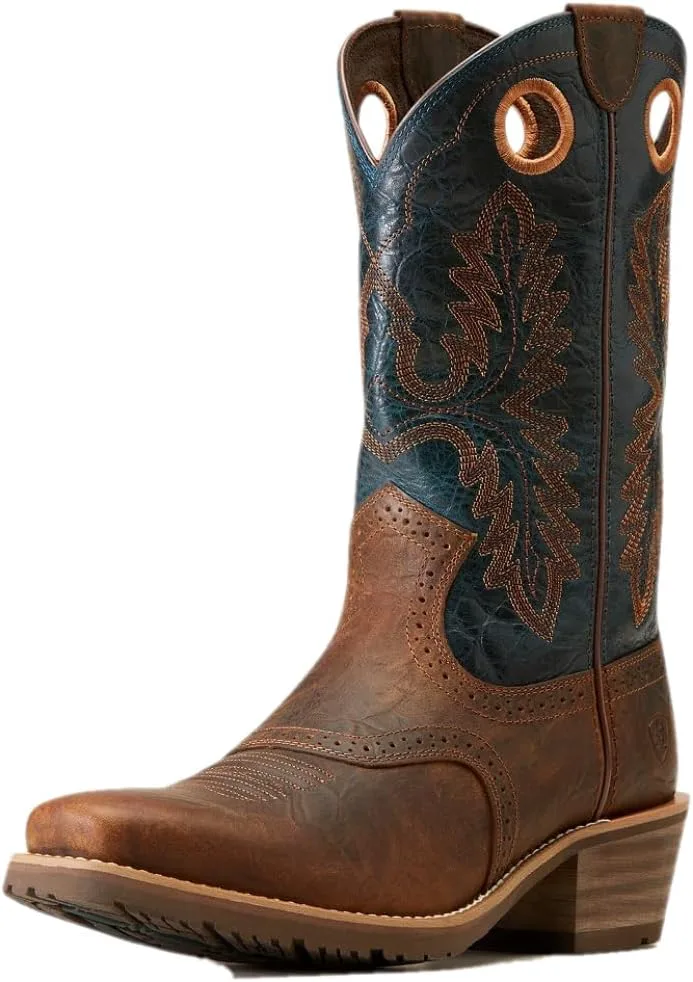 

Мужские западные сапоги Ariat Hybrid Roughstock с квадратным носком, коричневый/синий