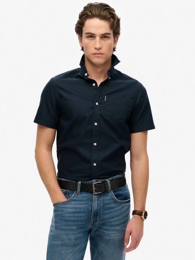 

Оксфордская рубашка с коротким рукавом Superdry, Eclipse Navy