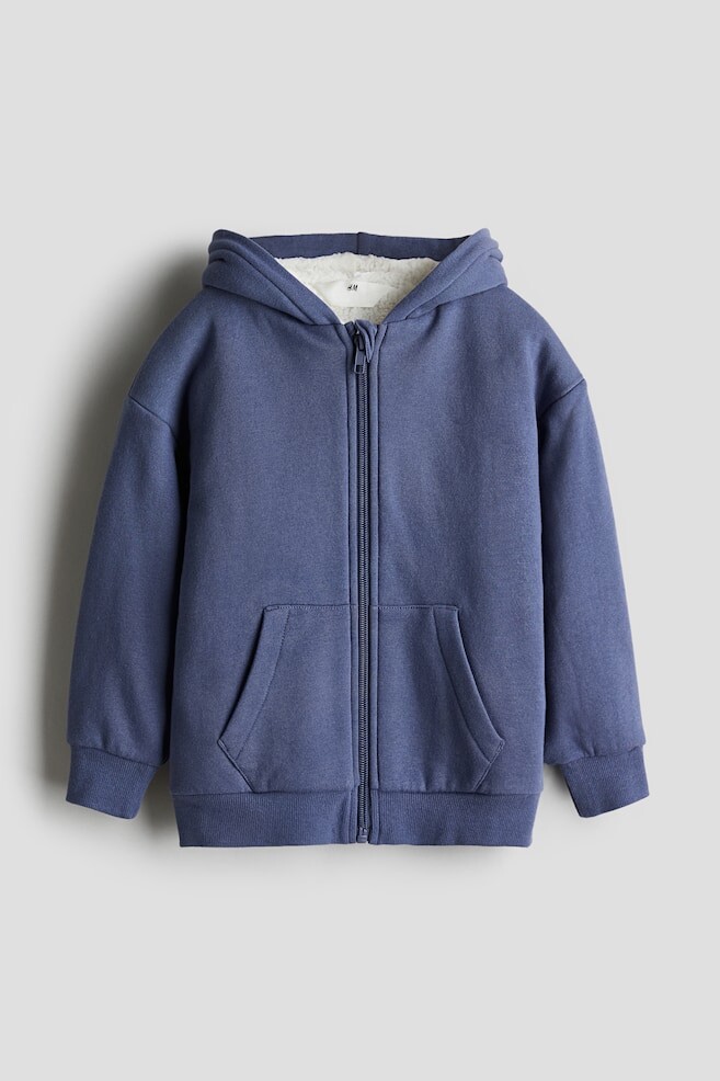 

Куртка с капюшоном на флисовой подкладке тедди H&M, синий