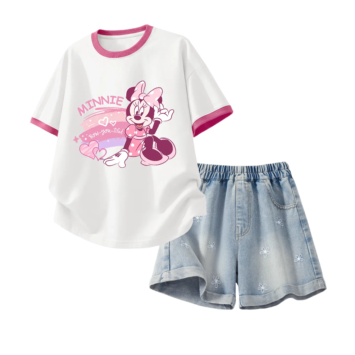 Детский спортивный костюм Disney Casual Sportswear, радужное сердце, белый/красный/джинсовый синий