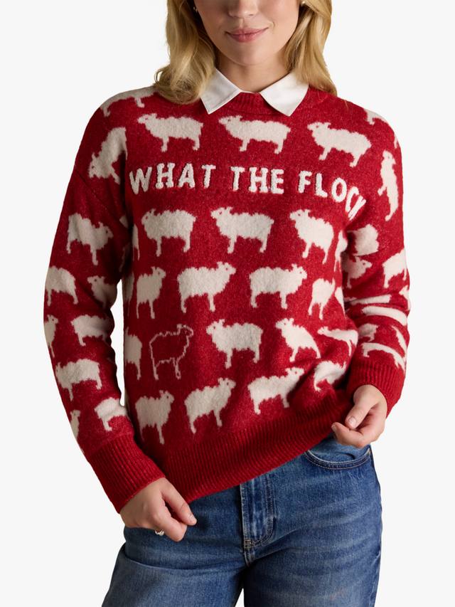 

Свитер What The Flock с интарсией Joules, Red/Multi