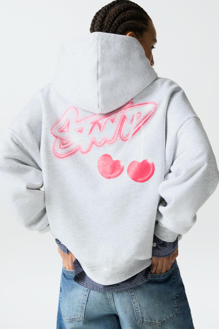 

Толстовка Stwd с вишнями Pull And Bear, серый