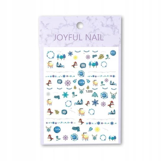 

Тонкие самоклеящиеся новогодние наклейки для ногтей Joyful Nail №1209, AllePaznokcie