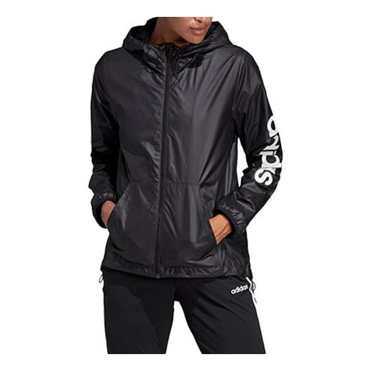 

Куртка e lin windbr с принтом логотипа и капюшоном, Adidas, черный