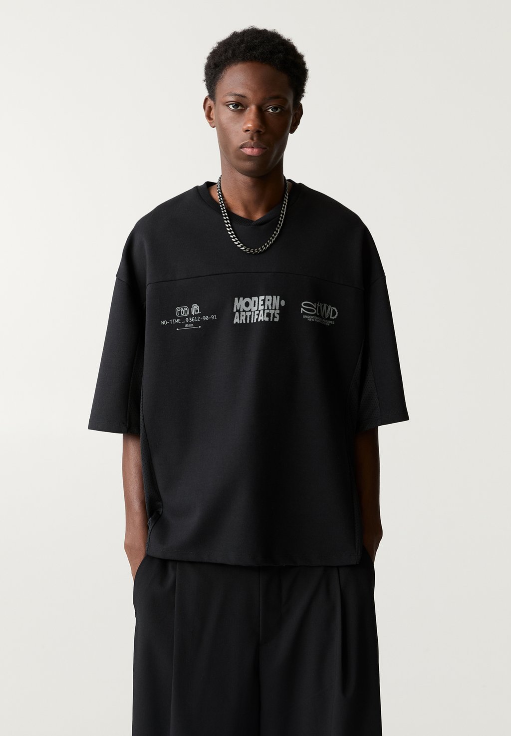 

Футболка с принтом STWD INTERLOCK HOCKEY PULL&BEAR, черный
