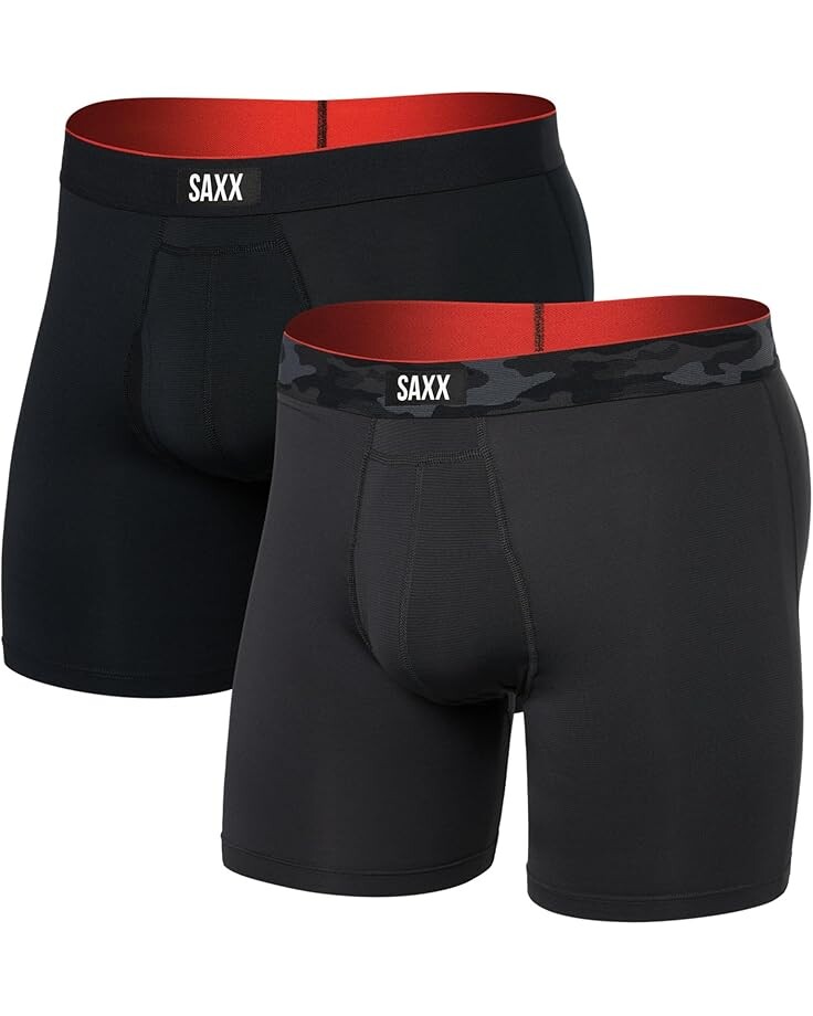 

Боксеры SAXX UNDERWEAR Multi-Sport Mesh Boxer Brief Fly 2-Pack, цвет Remote Camo WB/Black