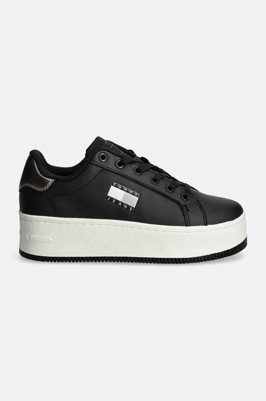 Кроссовки TJW FLATFORM SNEAKER METALLIC кожаные Tommy Jeans, черный — фото 2