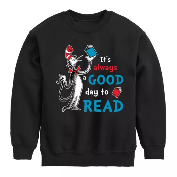 

Мальчики 8-20 лет Толстовка из флиса "Кот в шляпе" Доктора Сьюза — каждый день хорош для чтения Licensed Character, черный