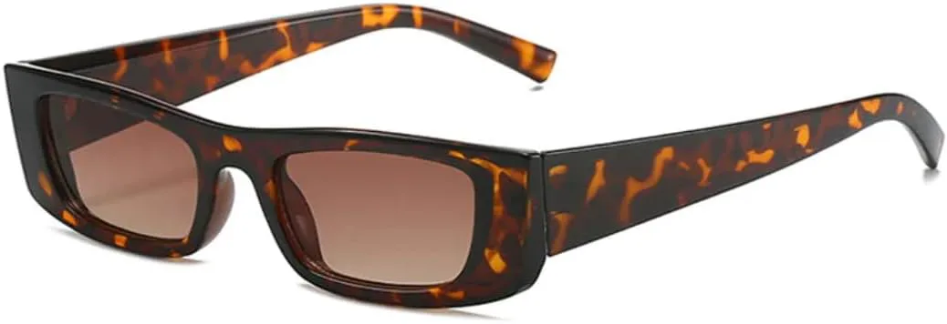 

Ретро маленькие прямоугольные солнцезащитные очки-гелевые очка для женщин с градиентной защитой от УФ-излучения UV400. Модные TYUVIVO, Leopard Tea Gradient