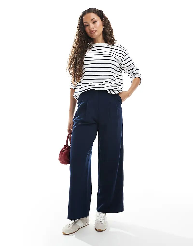 

Широкие брюки Miss Selfridge Petite темно-синего цвета