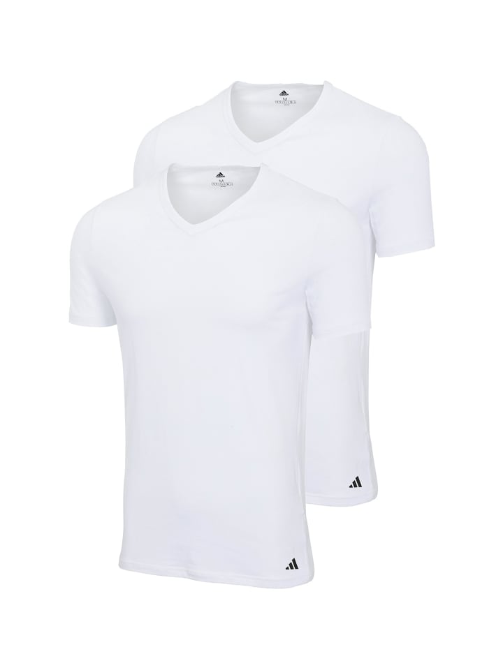 

Футболка базовая с V-образным вырезом 2P белого цвета adidas, Белый, Футболка базовая с V-образным вырезом 2P белого цвета adidas
