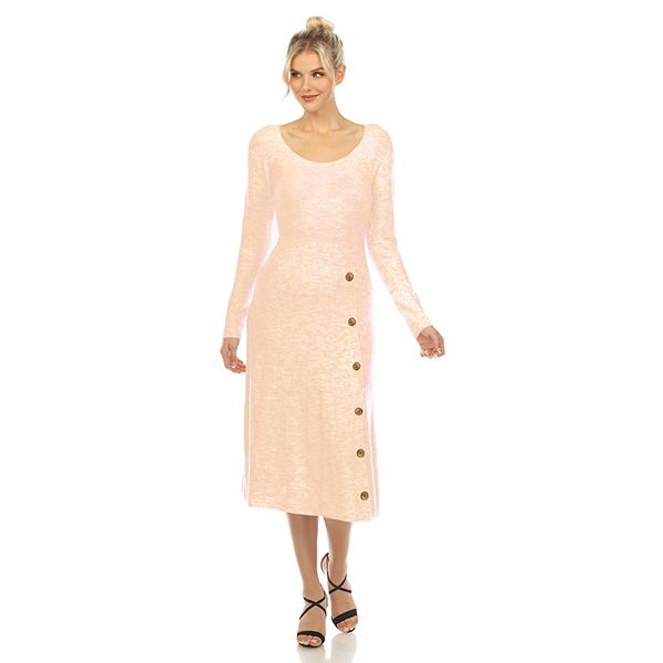 

Женское платье-свитер миди с круглым вырезом и расклешенным низом Wm Fashion, Beige