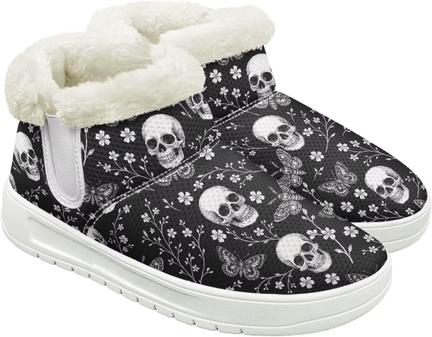 

Мужские зимние ботинки Qoiuvncy, повседневные сапоги для снега, для мужчин, уютные с меховой подкладкой, теплые, с низким верхом, Daisy Skull