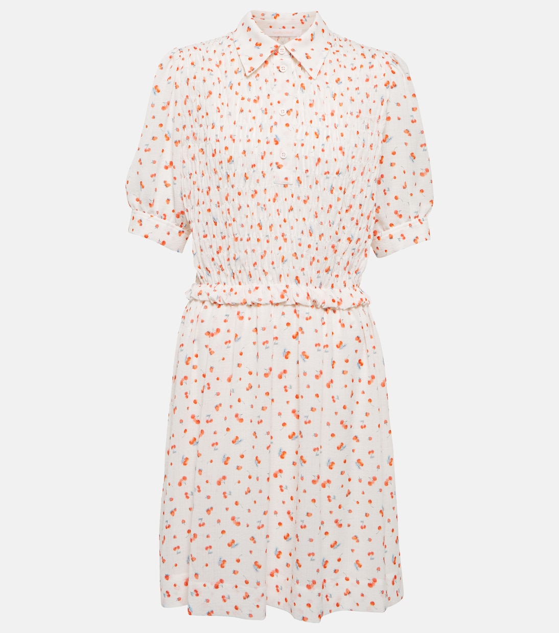

Мини-платье из жоржета со сборками See By Chloé, White Red