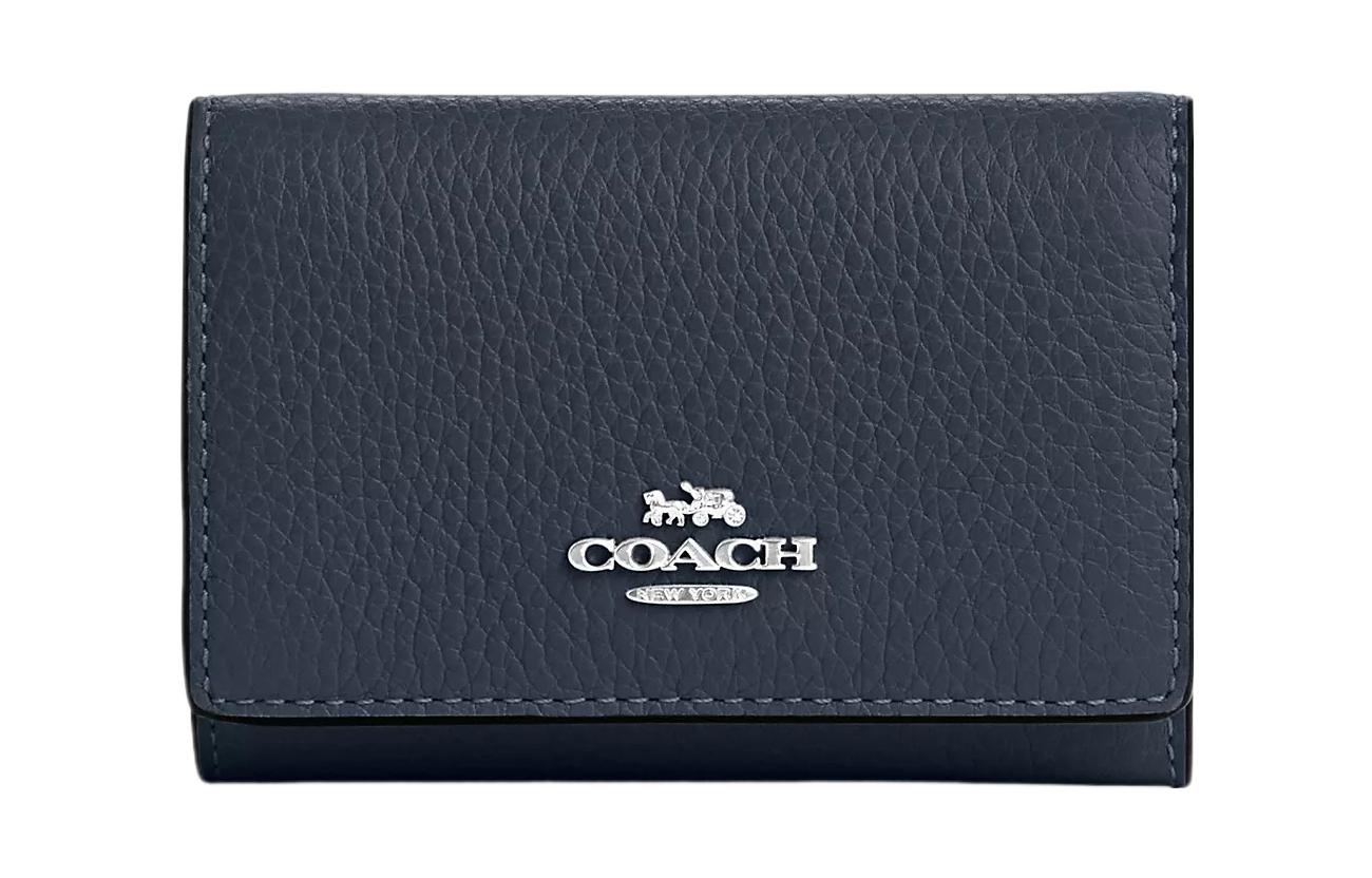 

COACH Женский кошелек из микро-зернистой кожи с серебряной вставкой и джимовой тканью
