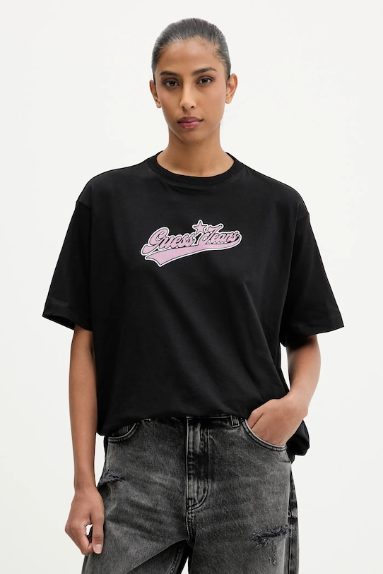 

Хлопковая футболка Guess Jeans, черный