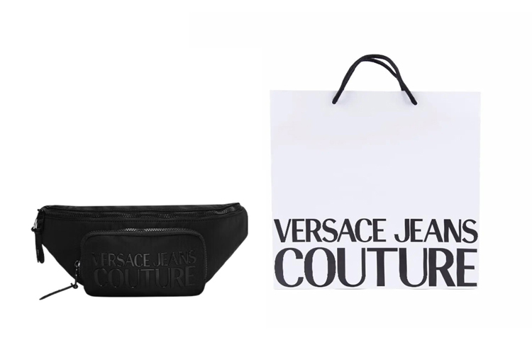

Versace Jeans Couture Тканевая сумка через плечо, сумка-слинг, поясная сумка, большая, мужская, черная