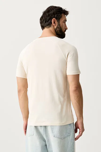 Футболка с принтом T-Shirt RN Slim Fit BOSS, бежевый — фото 3