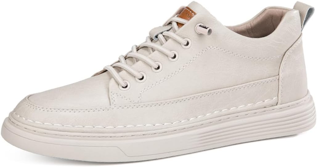 

Мужские туфли на каблуке-невидимке, противоскользящие, с увеличением роста, из кожи, модные кроссовки для ходьбы, низкие повседневные обувь Ygceeia, белый