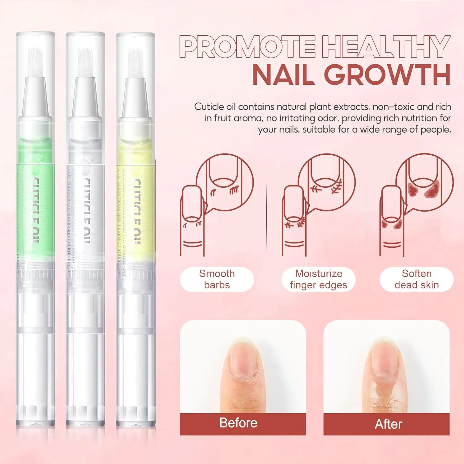 Набор масел-карандашей для кутикулы с витаминами, 8 шт. Peacecolor, Pack Of 8 Nail Oil Cuticle Oil Pens — фото 2