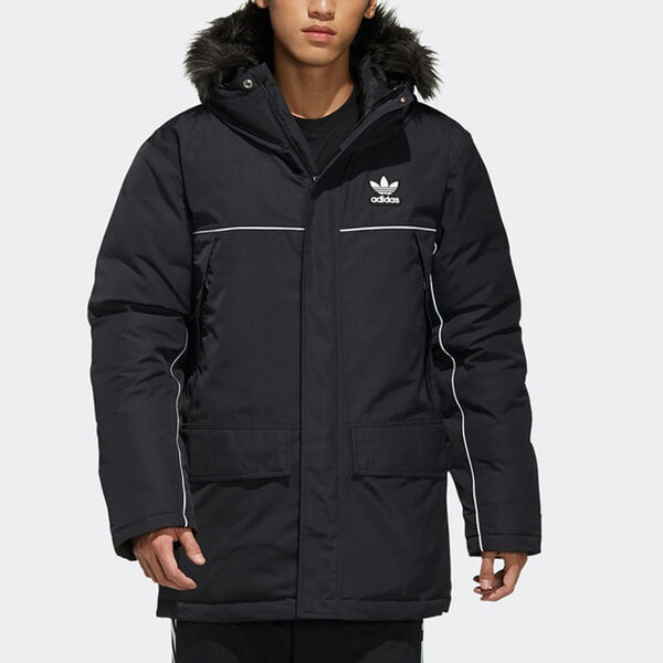 Пуховик adidas originals hooded Long Sleeves Down Jacket Black, черный — фото 3