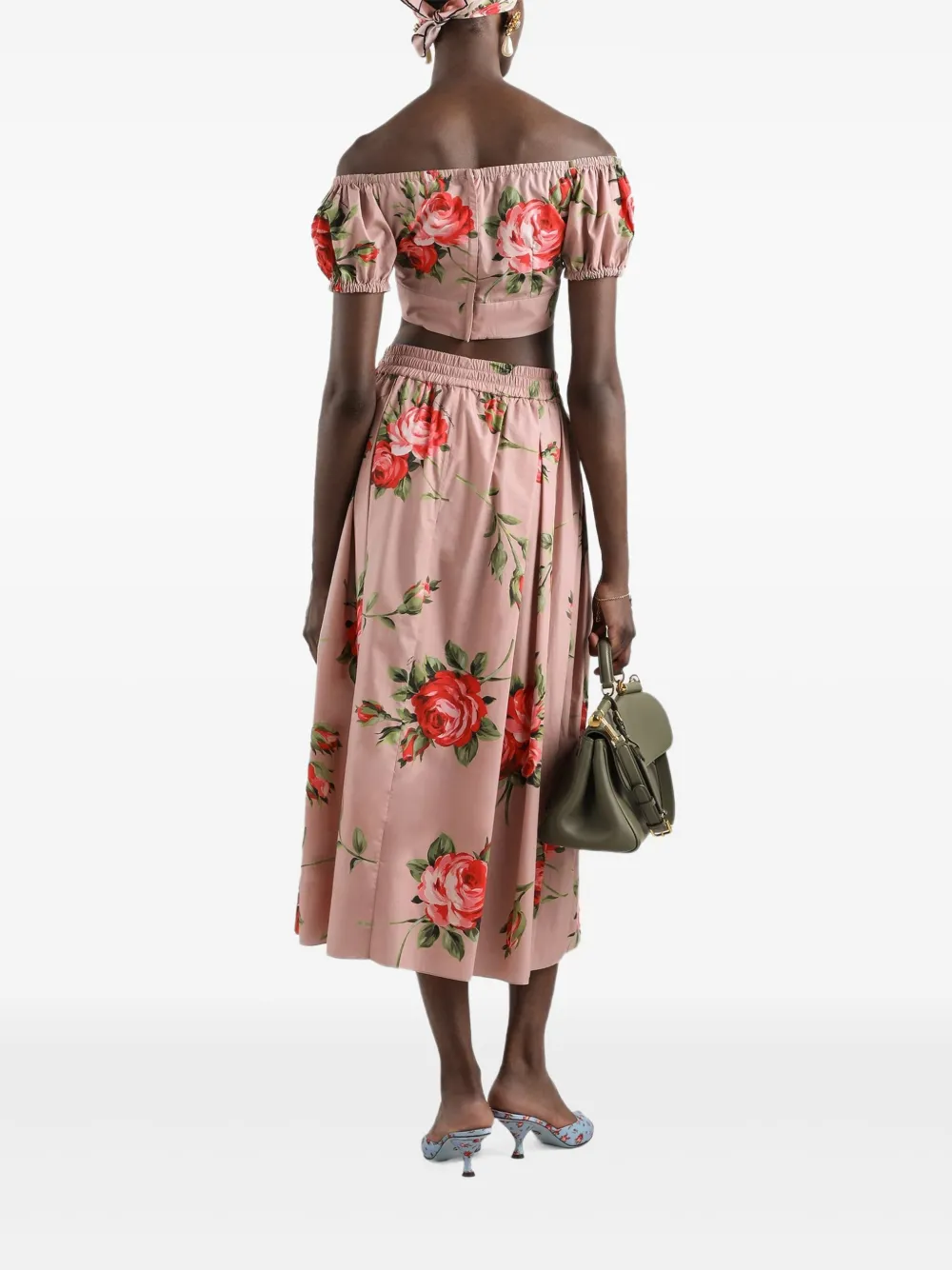 Юбка с кулиской и цветочным принтом Dolce & Gabbana, розовый — фото 3