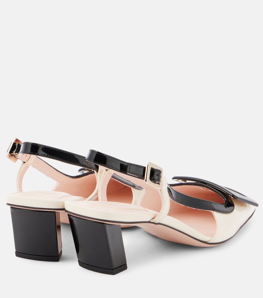 Туфли Belle Vivier из лакированной кожи с открытой пяткой Roger Vivier, Cire'+Nero — фото 3