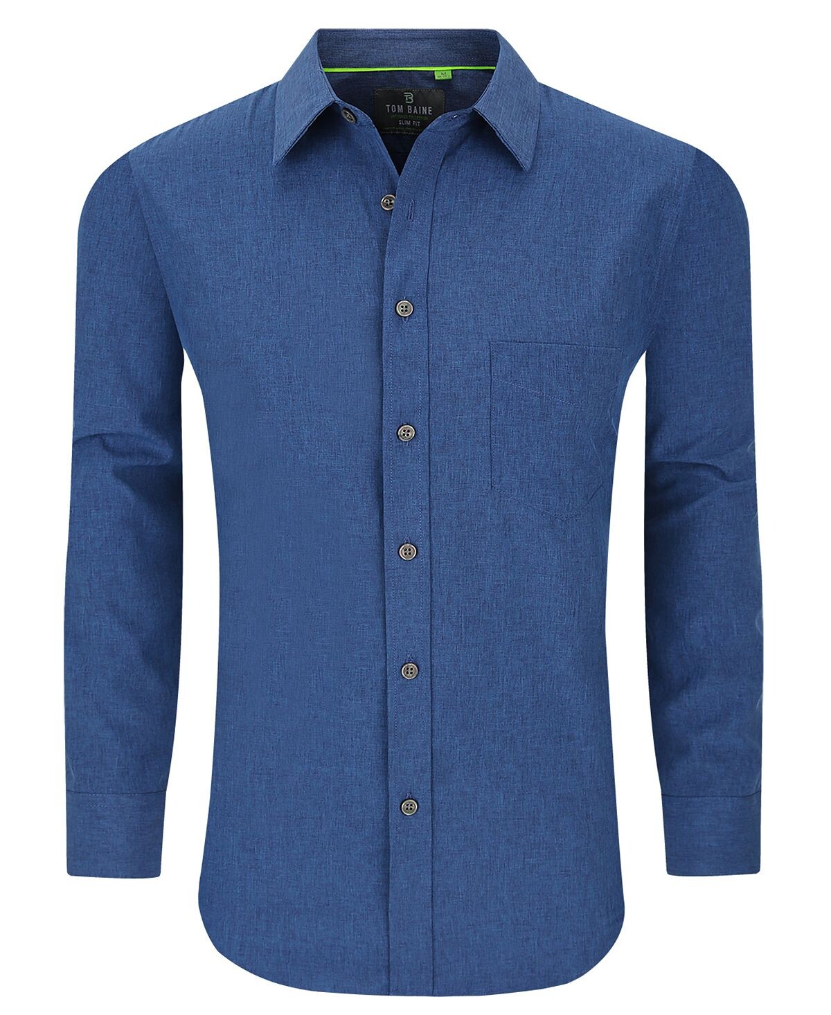 

Мужская однотонная классическая рубашка на пуговицах с длинным рукавом Slim Fit Performance Tom Baine