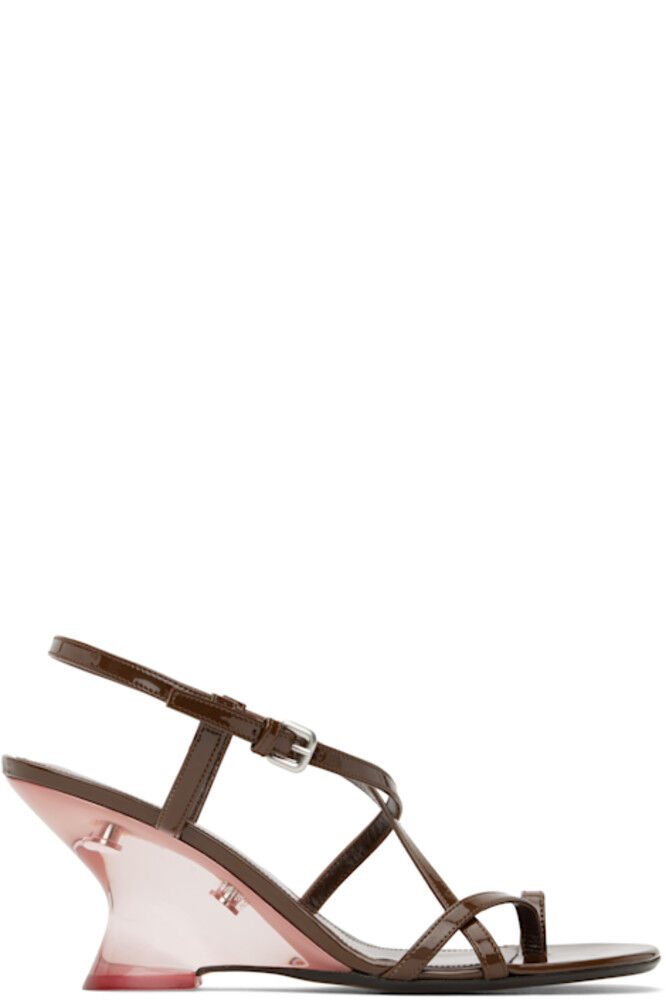 Коричневые лакированные босоножки на каблуке Dries Van Noten