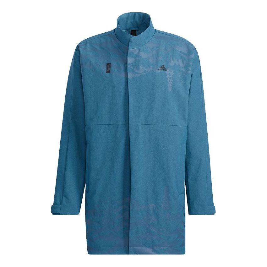 

Куртка Men's adidas Wj Wv Long Jkt Martial Arts Series Pattern Mid-Length Stand Collar logo Jacket Sky Blue H39302