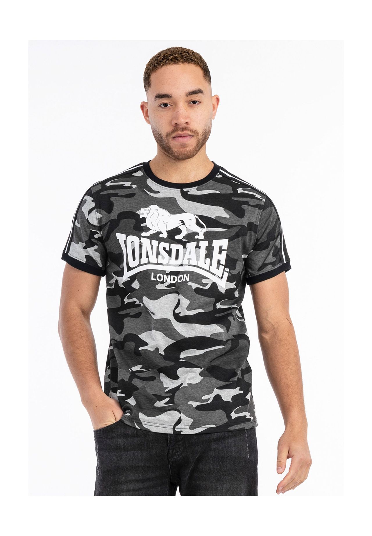 

Мужская футболка обычного кроя CREGNEASH LONSDALE, цвет Camo Grey