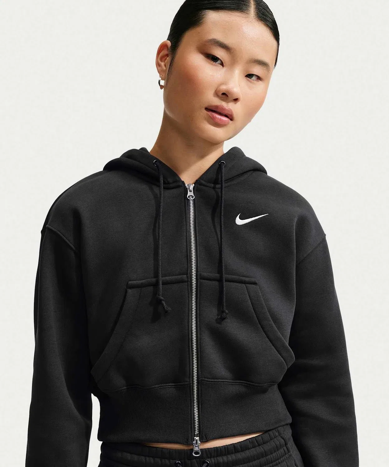 Женская свободная флисовая куртка Nike Sportswear Phoenix Fleece с полной застежкой-молнией, черная