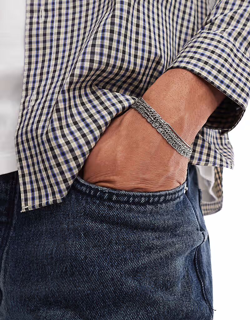 

Набор из 5 браслетов из цепочек и завитков из полированного серебра Asos Design