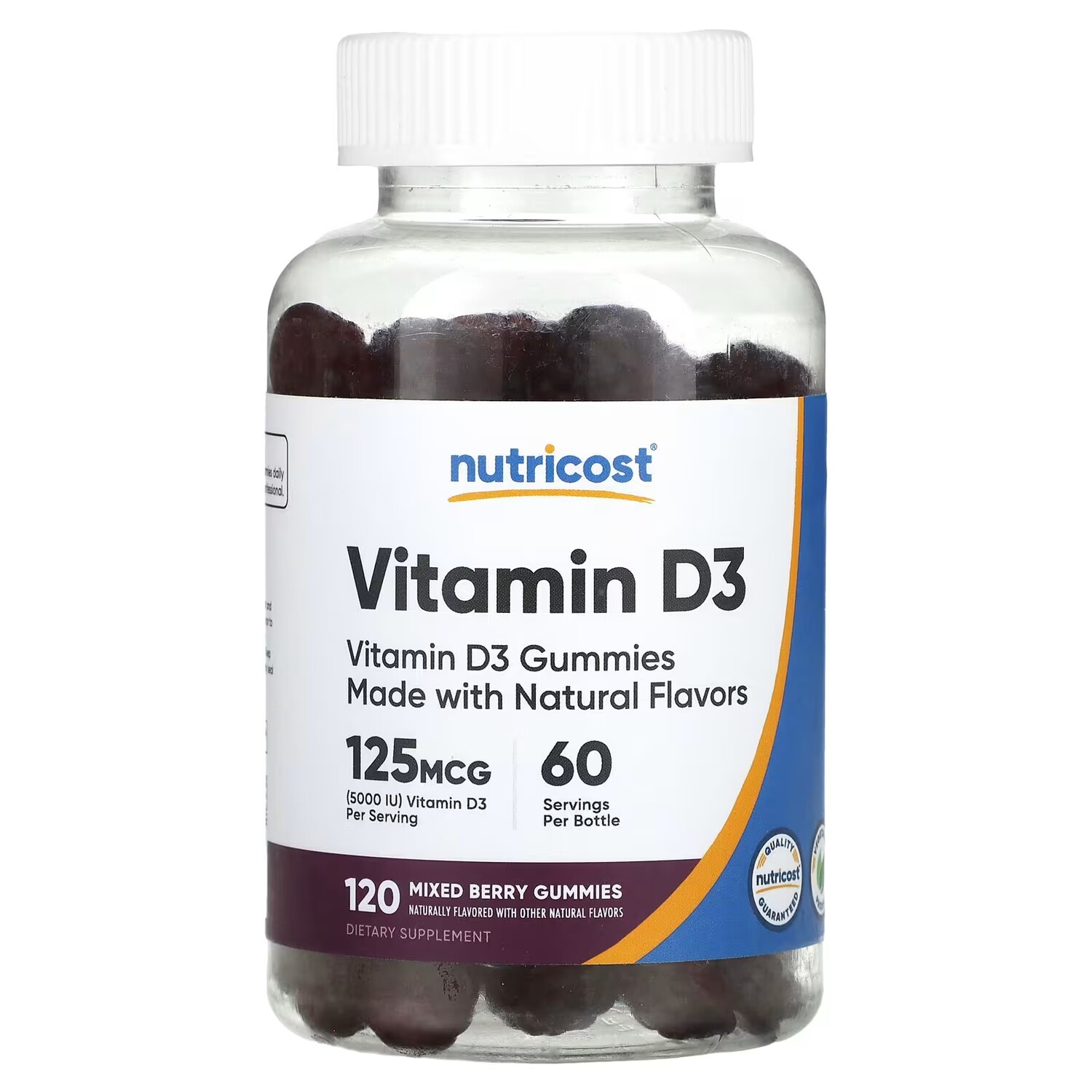 

Витамин D3 Nutricost со смесью ягод, 120 жевательных конфет