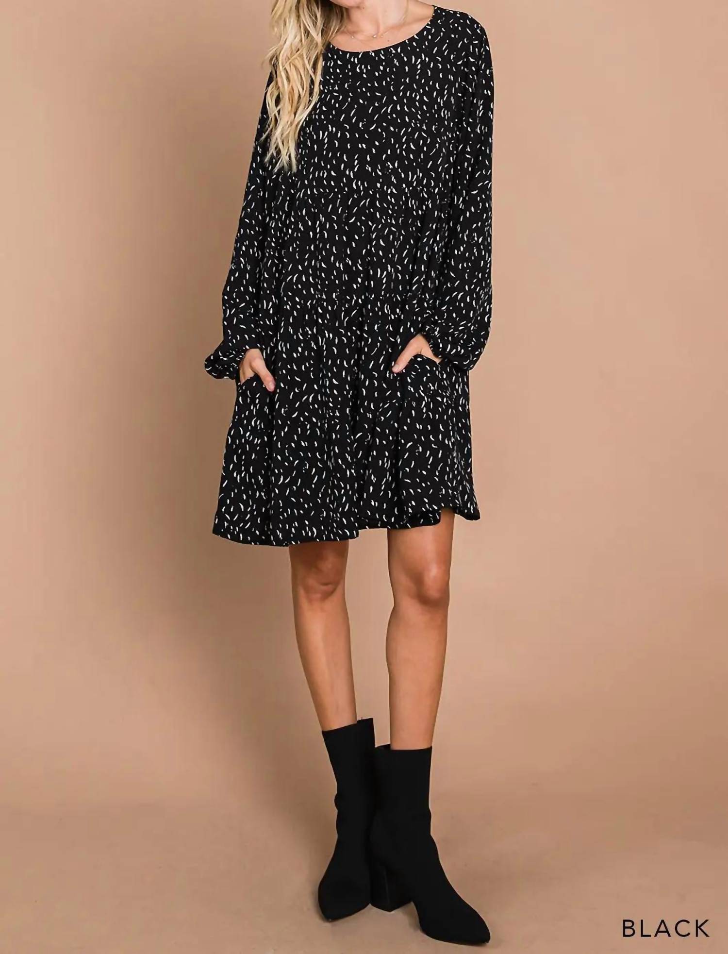 

Мягкое многоярусное платье черного цвета Cotton Bleu